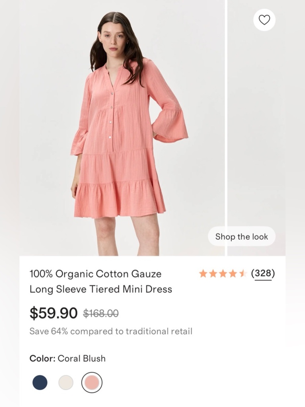 Quince Coral Blush Tiered Mini Dress